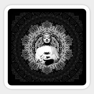 Black and white Buddha Sticker